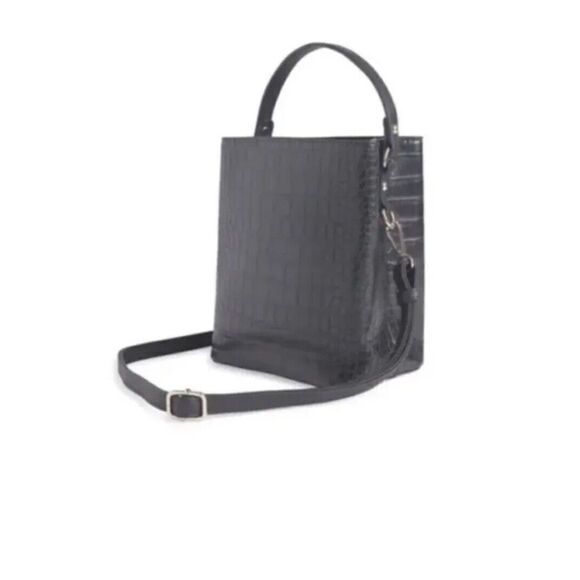 AOTA Elena Crossbody Bucket Bag Black Vegan Croc Rachael Zoe Fall Curation - Picture 5 of 15